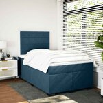 vidaXL Sommier à lattes de lit et matelas bleu 120x200 cm velours