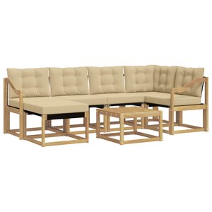 vidaXL Ensemble de canapés d'extérieur 7 pc Blanc et Beige