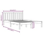 vidaXL Cadre de lit Gris Bois de pin massif 135x190 cm Double