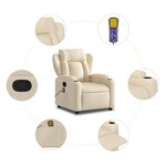vidaXL Fauteuil inclinable de massage crème tissu