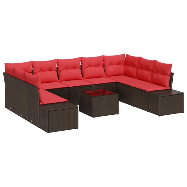 vidaXL Ensemble de canapé de jardin 10 Pièces Marron polyrotin