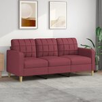 vidaXL Canapé à 3 places Rouge bordeaux 180 cm Tissu