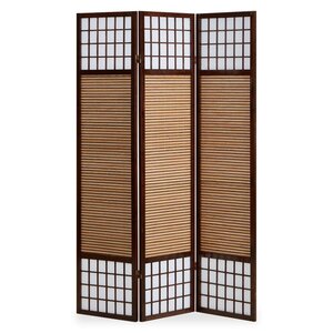 Paravent bois 3 pièces marron bambou pliable