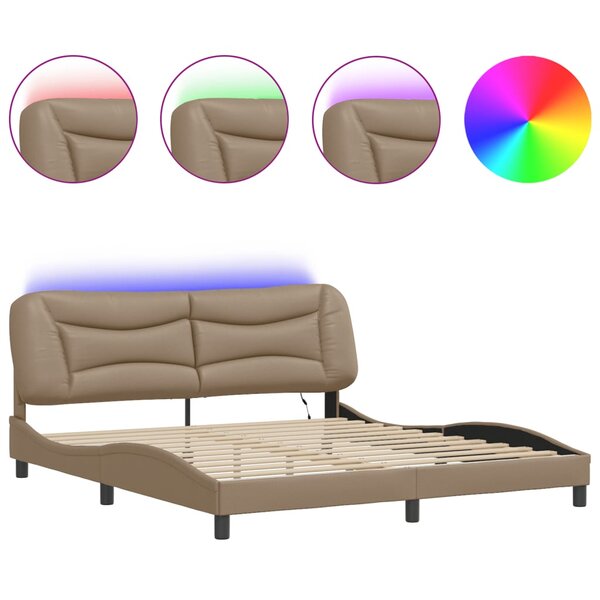 vidaXL Cadre de lit avec LED sans matelas Hvar cappuccino 180x200 cm