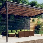 vidaXL Salon de jardin 10 Pièces avec coussins marron résine tressée