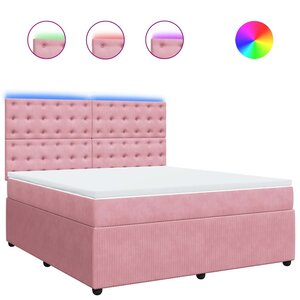 vidaXL Sommier à lattes de lit avec matelas Rose 180x200 cm Velours