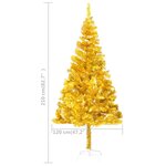 vidaXL Arbre de Noël artificiel pré-éclairé et boules doré 210 cm PET