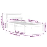 vidaXL Cadre de lit avec tête de lit Marron 90 x 190 cm Pin massif