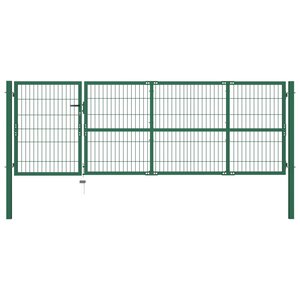 vidaXL Portail de clôture de jardin avec poteaux 350x100 cm Acier Vert
