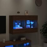 vidaXL Meuble TV mural avec lumières LED chêne marron 98 5x30x60 5 cm