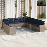 vidaXL Salon de jardin 11 Pièces avec coussins gris résine tressée