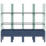 vidaXL Jardinière avec treillis bleu gris 160x40x142 5 cm PP