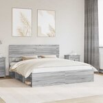 vidaXL Cadre de lit Gris Sonoma 200 x 200 cm Pin massif
