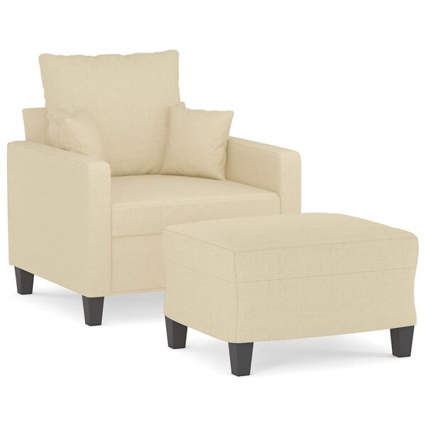 vidaXL Fauteuil avec repose-pied Crème 60 cm Tissu