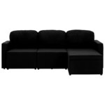 vidaXL Canapé-lit modulaire 3 places Noir Tissu