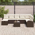 vidaXL Ensemble de canapé de jardin 9 Pièces Marron Poly rotin