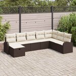 vidaXL Ensemble de canapé de jardin 8 Pièces Marron Poly rotin