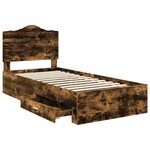 vidaXL Cadre de lit Chêne fumé 90 x 200 cm Bois d'ingénierie