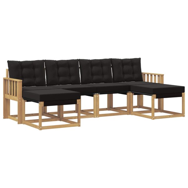 vidaXL Ensemble de canapés d'extérieur 6 pc Blanc et noir