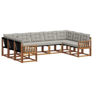 vidaXL Ensemble de canapés d'extérieur 9 pc Gris Naturel et Clair