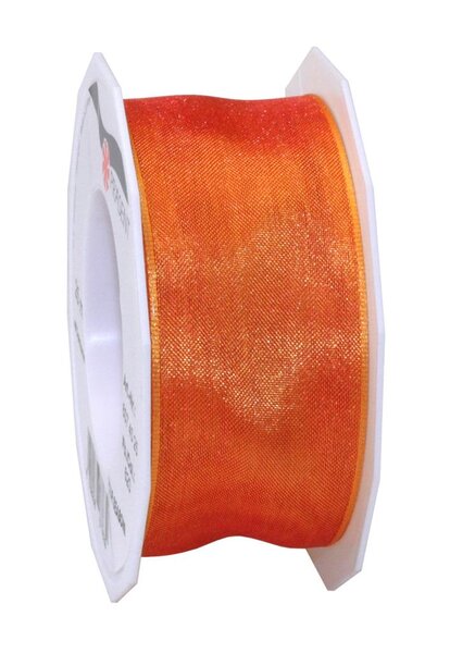 Organza four seasons 25-m-rouleau 40 mm  orange brulé laitonné