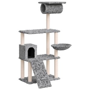 vidaXL Arbre à chat avec griffoirs en sisal Gris clair 131 cm