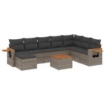 vidaXL Salon de jardin 9 Pièces avec coussins gris résine tressée