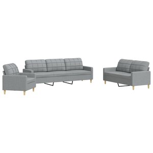 vidaXL Ensemble de canapés 3 Pièces gris clair tissu