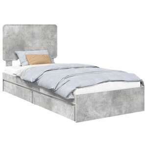 vidaXL Lit de Rangement Gris béton 90 x 190 cm Bois d'ingénierie