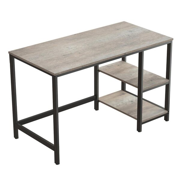 Bureau informatique table d’étude avec étagère à 2 niveaux à gauche ou à droit pour bureau salon cadre en métal style industriel grège et noir 12_0001318