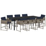 vidaXL Set de jardin 9 pièces avec coussins gris en rotin synthétique