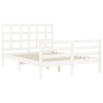 vidaXL Cadre de lit avec tête de lit blanc 140x200 cm bois massif