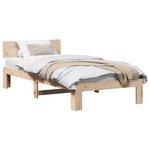 vidaXL Cadre de lit avec tête de lit Naturel 90 x 200 cm Pin massif
