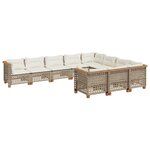 vidaXL Salon de jardin avec coussins 10 Pièces beige résine tressée