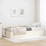 vidaXL Cadre de lit d'angle avec matelas Autre 2 Pièces Crème Velours