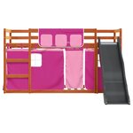 vidaXL Lit superposé sans matelas avec toboggan et rideaux 90x200 cm