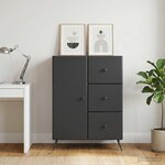 vidaXL Buffet avec tiroir Noir 66 x 34 5 x 90 cm Bois d'ingénierie