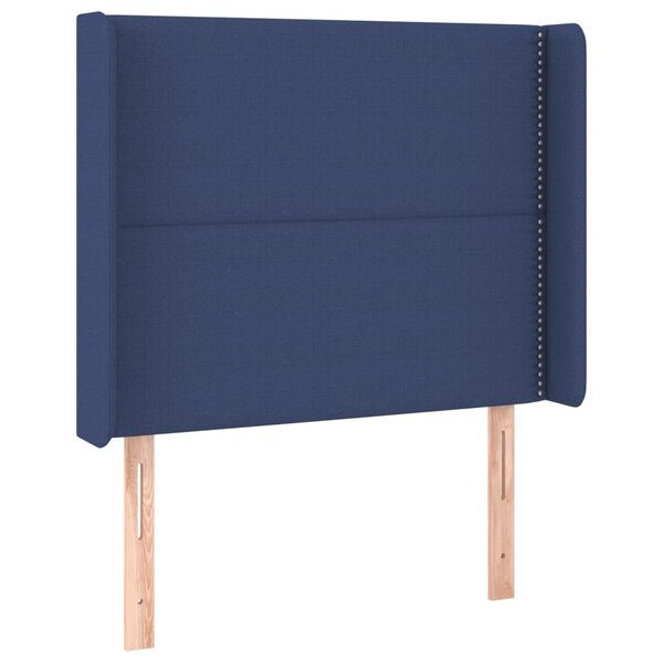 vidaXL Tête de lit avec oreilles Bleu 103x16x118/128 cm Tissu