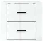 vidaXL Table de chevet murale Blanc brillant 50x36x47 cm