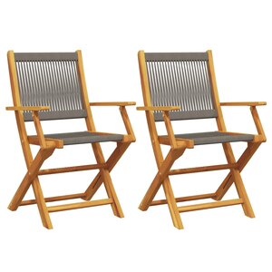 vidaXL Chaises de jardin lot de 2 gris bois d'acacia et polypropylène