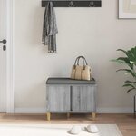 vidaXL Banc d'entrée avec coussin Gris Sonoma 60 x 38 x 46 cm