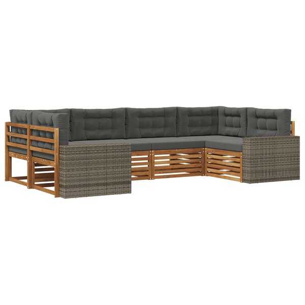 vidaXL Ensemble de canapés d'extérieur 6 pc Naturel et Anthracite