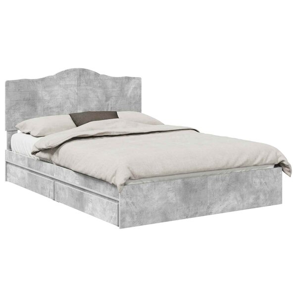vidaXL Lit de Rangement Gris béton 150 x 200 cm Bois d'ingénierie