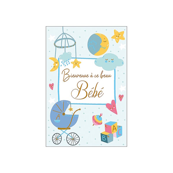 Carte De Voeux - Naissance - Bienvenue à ce beau bébé - Bleu