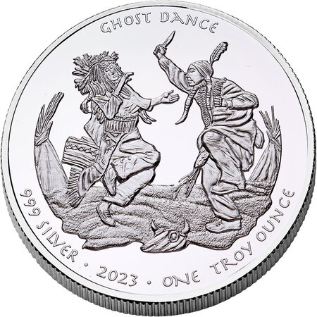 Monnaie en argent 1 dollar g 31.1 (1 oz) millésime 2023 native american silver dollars ghost dance