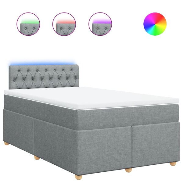 vidaXL Sommier à lattes de lit avec matelas Gris clair 120x200cm Tissu