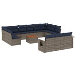 vidaXL Salon de jardin avec coussins 14 Pièces gris résine tressée