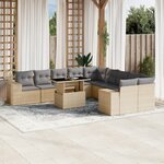 vidaXL Salon de jardin 11 Pièces avec coussins beige résine tressée