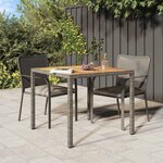 vidaXL Table de jardin pour repas Gris 90 x 90 x 75 cm Poly rotin