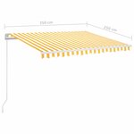 vidaXL Auvent manuel rétractable avec LED 350x250 cm Jaune et blanc